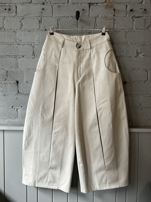Cream Extreme Pleated Trousers