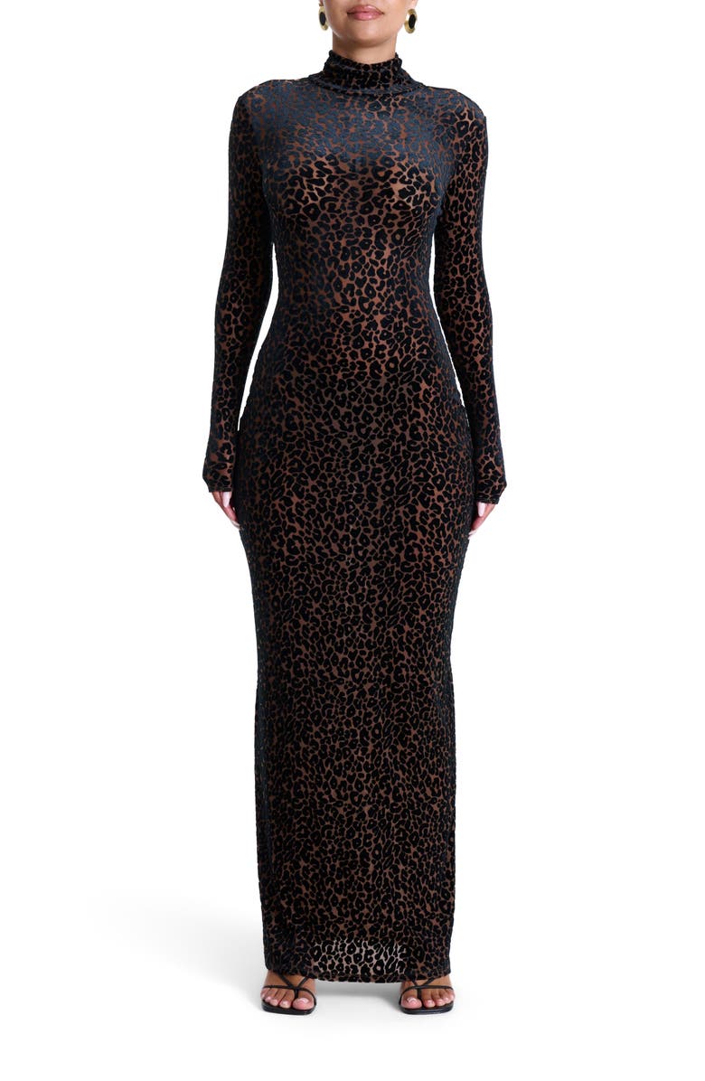 Leopard print long-sleeved jumpsuit/dress