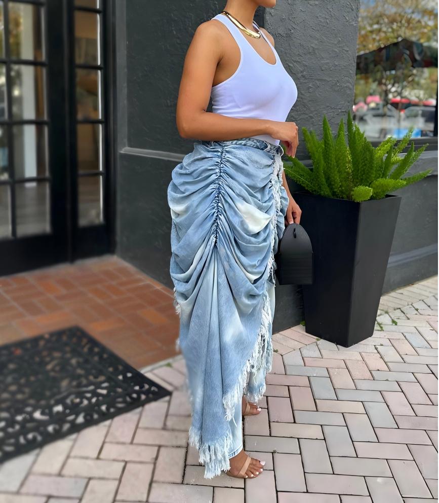 Brushed fringe jeans