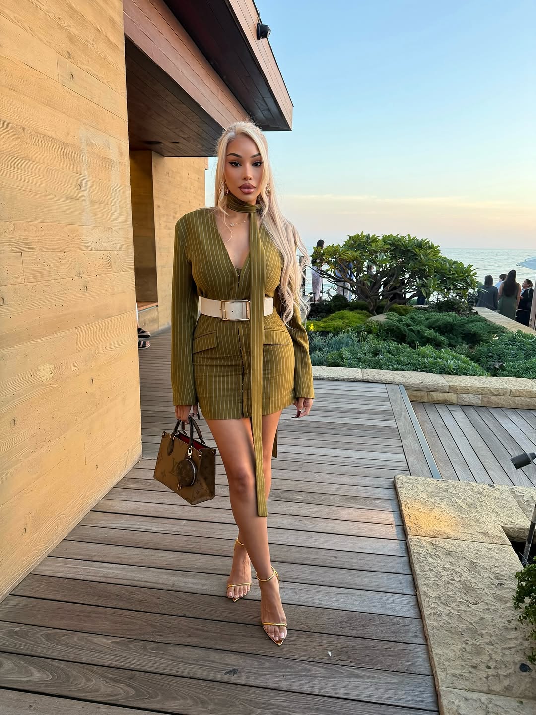 Pinstripe blazer mini dress