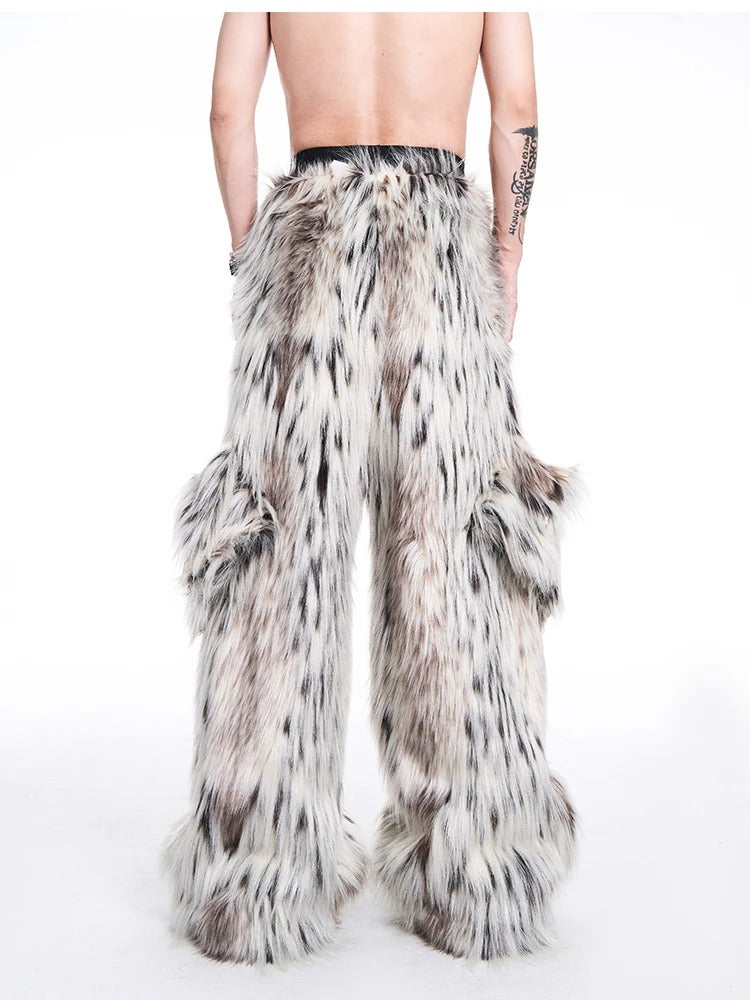 Thick Faux Fur Wide Leg Pants