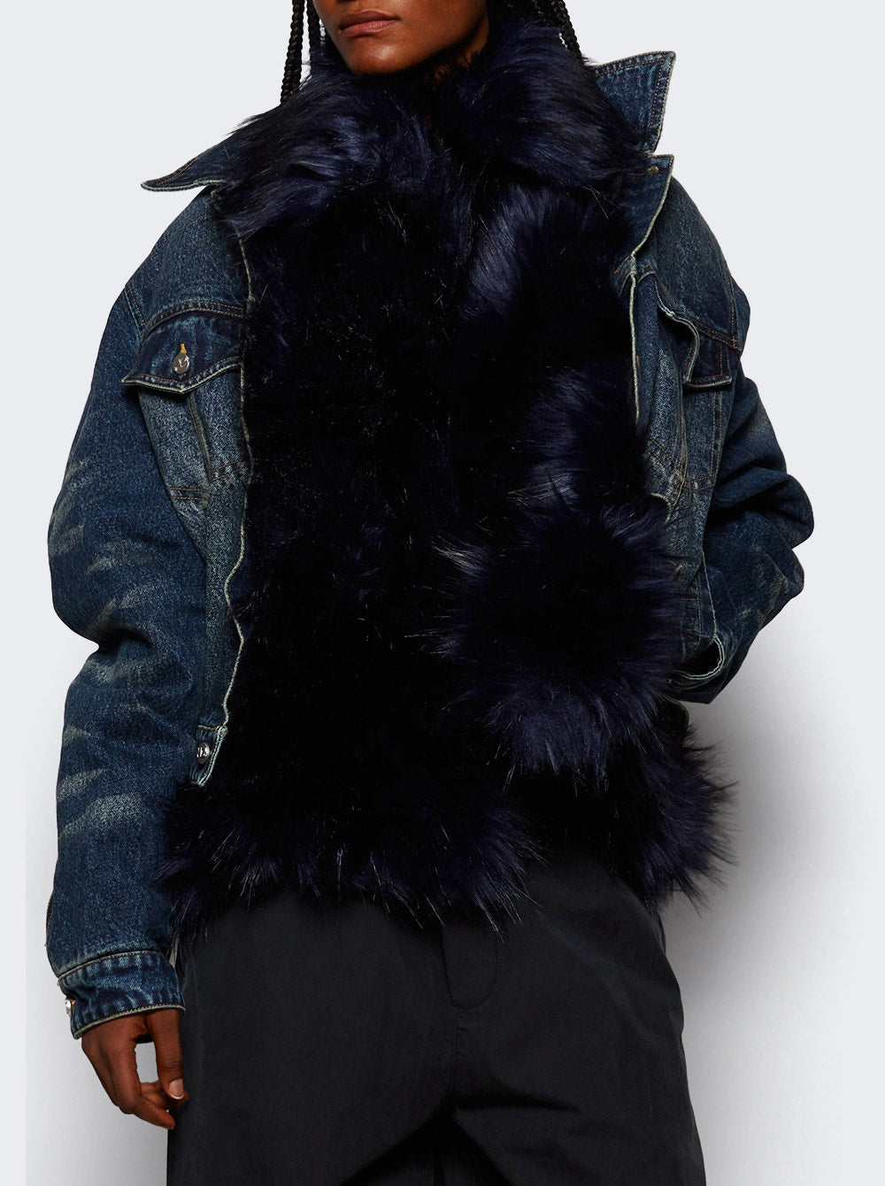 Faux fur belted jacket