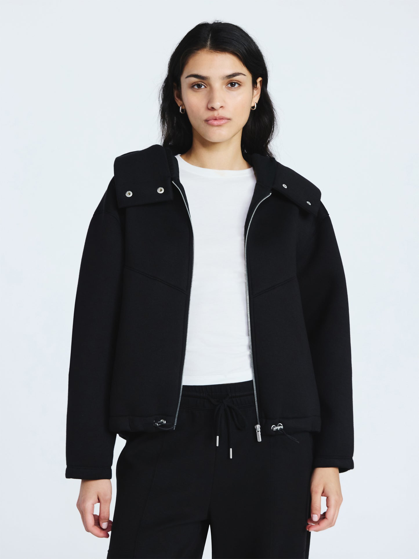 Fleece hooded oversized jacket