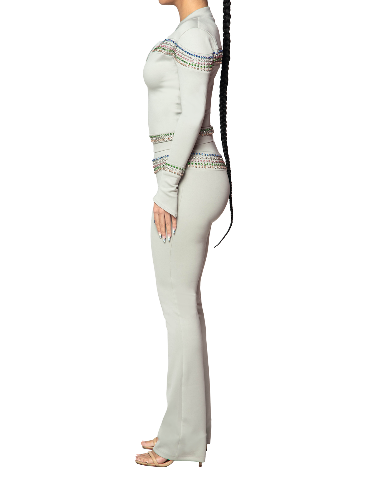 Crystal-embellished slim-fit casual suit