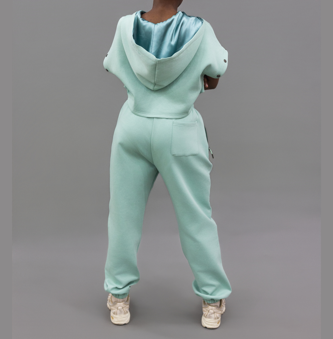 Detachable Lightweight Cropped Zipper Shirt + Sweatpants Set