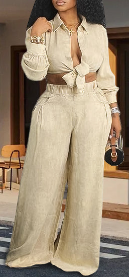 Long sleeve casual wide leg pants suit(Buy two and get free shipping!📣)