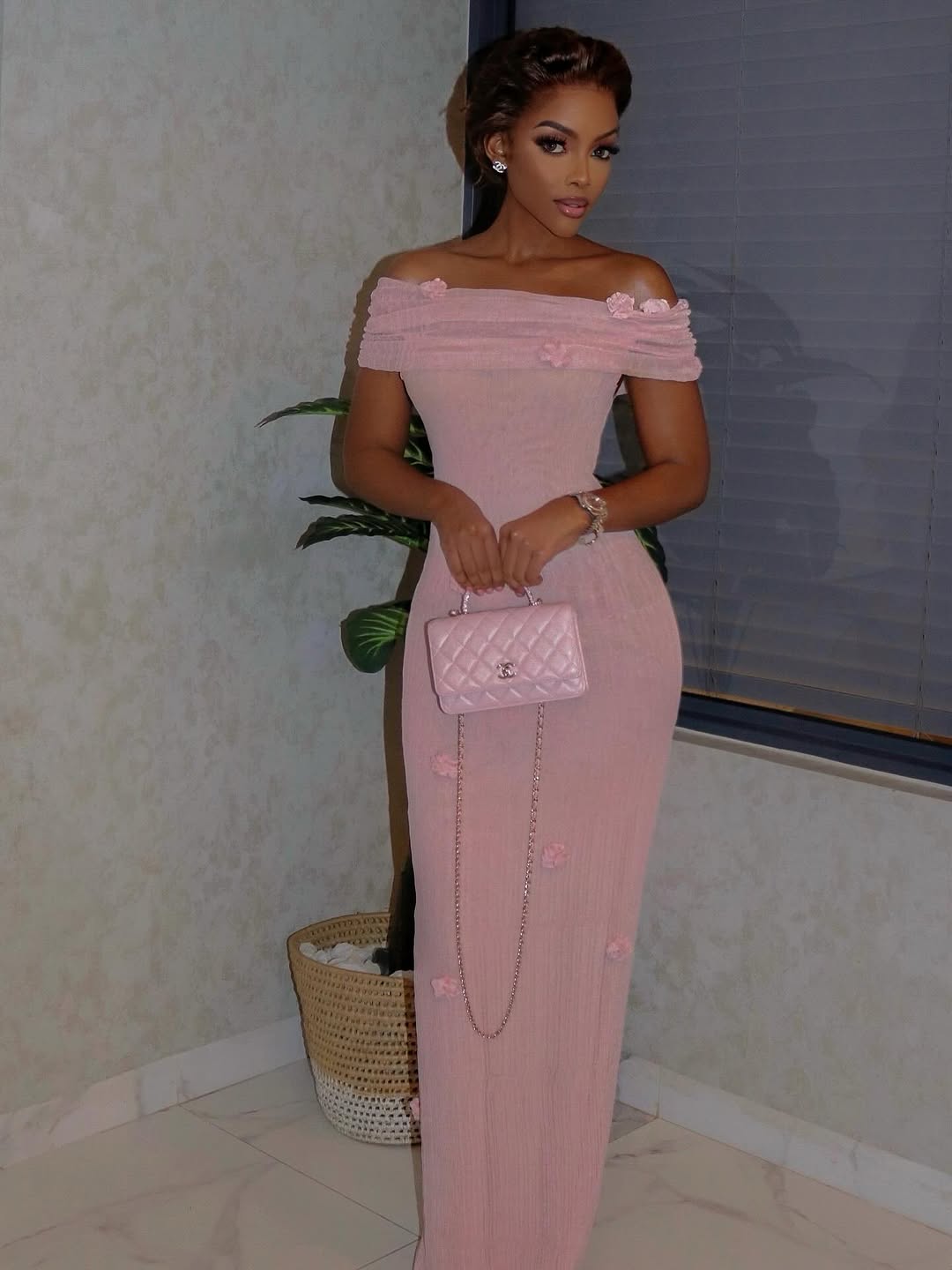 Women's slim-fitting three-dimensional flower hip skirt one-shoulder evening dress long skirt