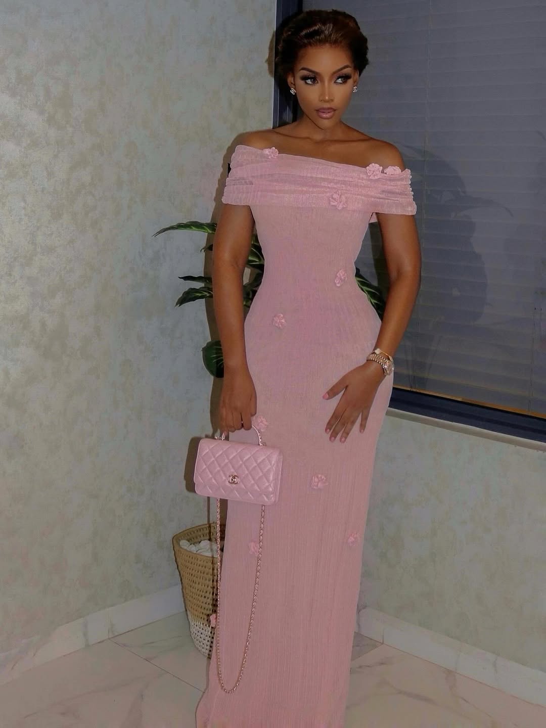 Women's slim-fitting three-dimensional flower hip skirt one-shoulder evening dress long skirt