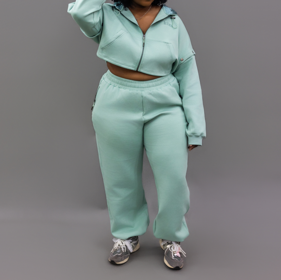 Detachable Lightweight Cropped Zipper Shirt + Sweatpants Set