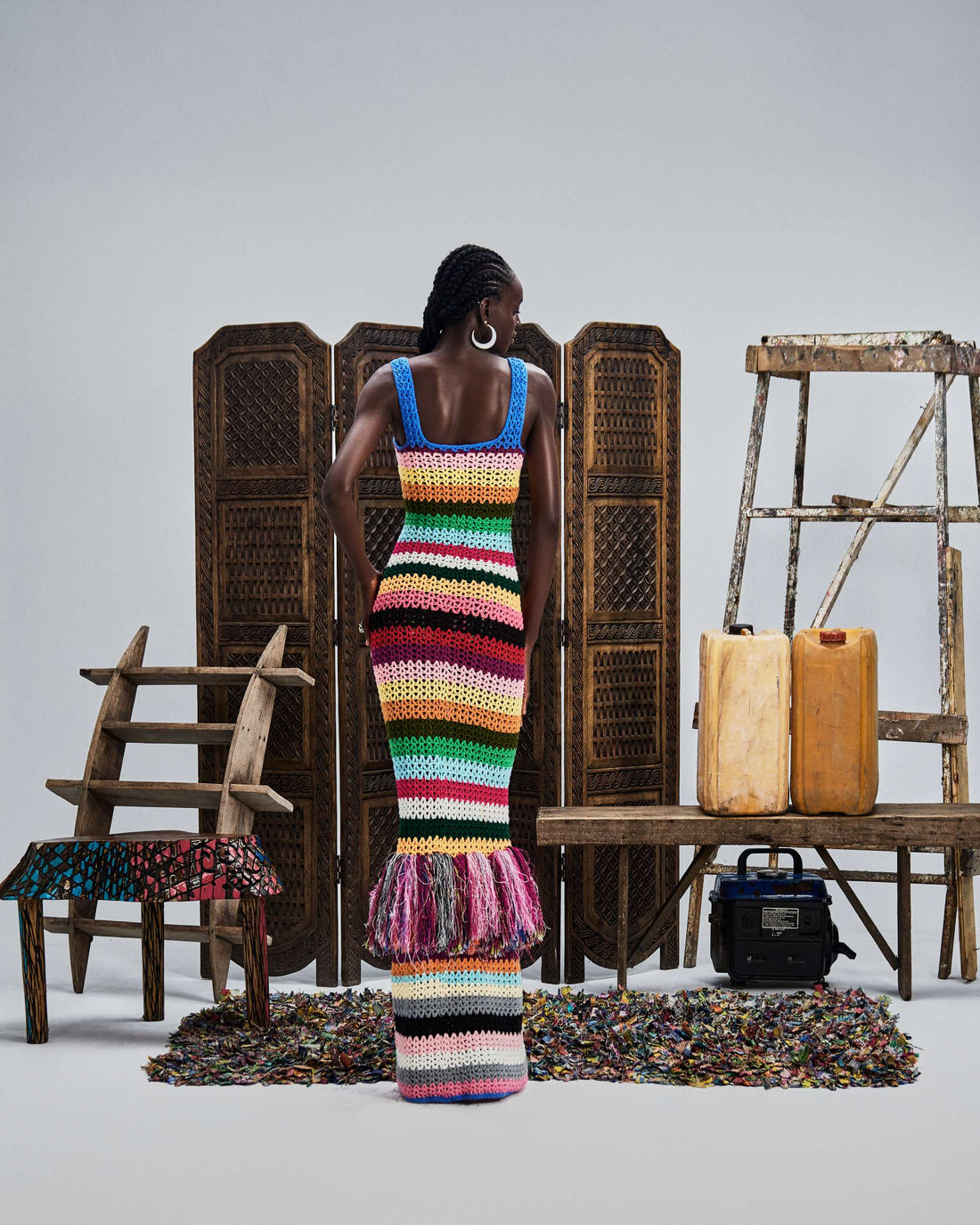 Colorful Knitted Fringe Dress