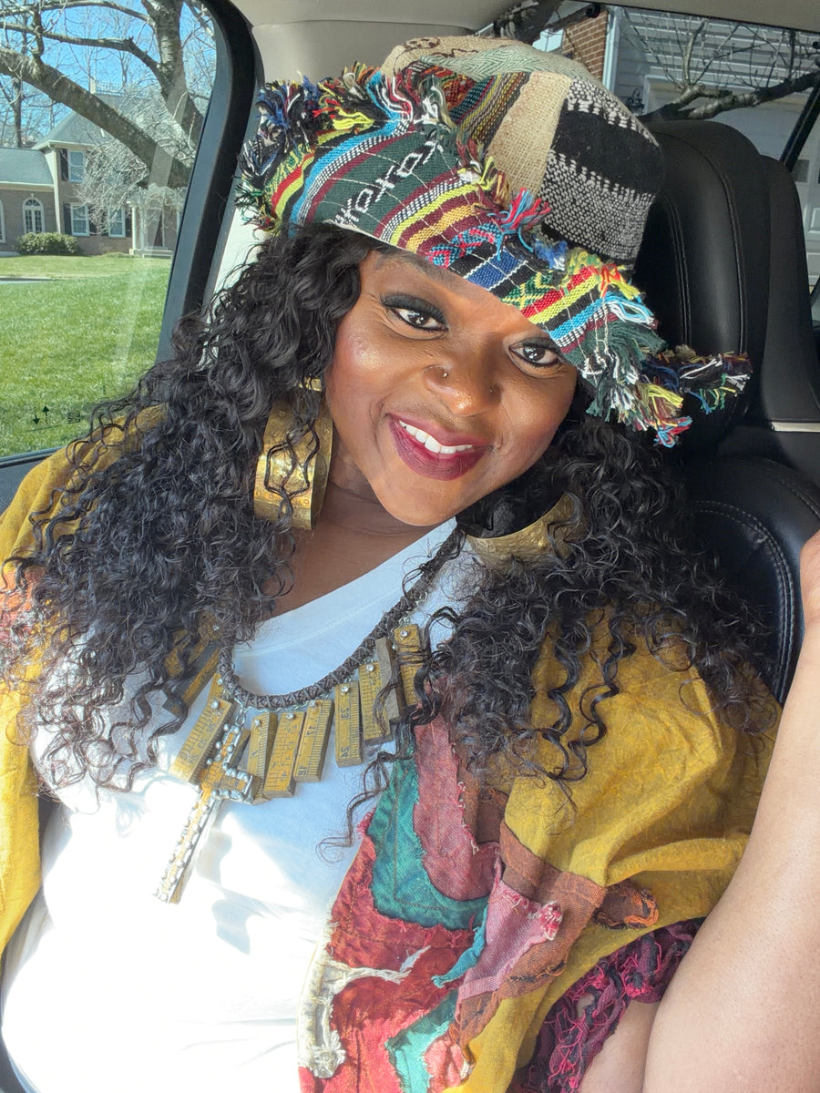 Patchwork Frayed Bucket Hat-Unisex (One of a Kind-PatchWork Colors and Designs Vary on Each Hat)