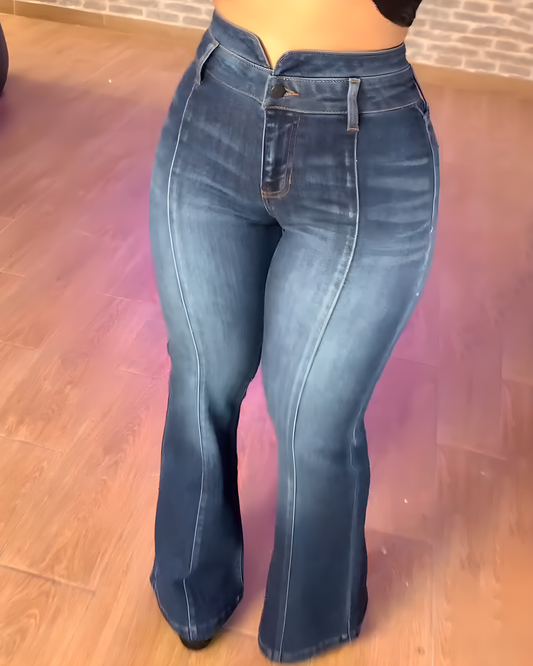 High-Rise Slim-Fit Skinny Flared Jeans