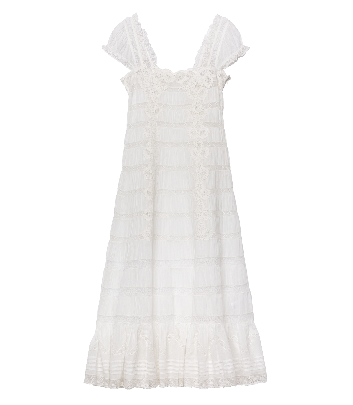 Vintage-style lace maxi dress with spaghetti straps