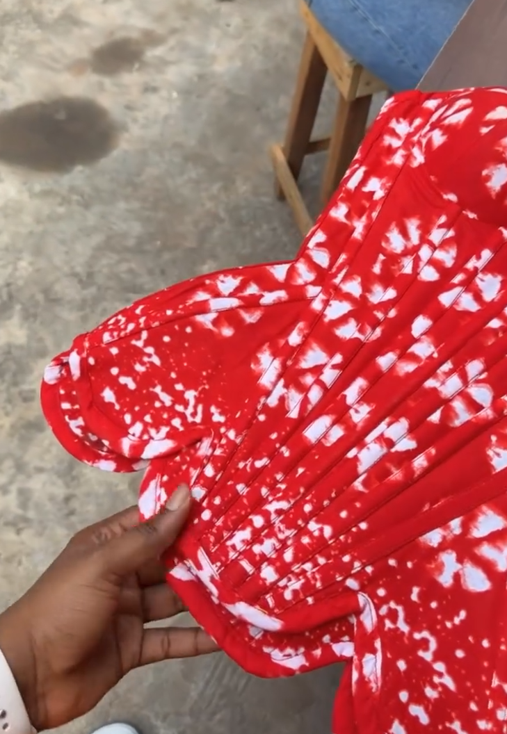 Red floral print corset