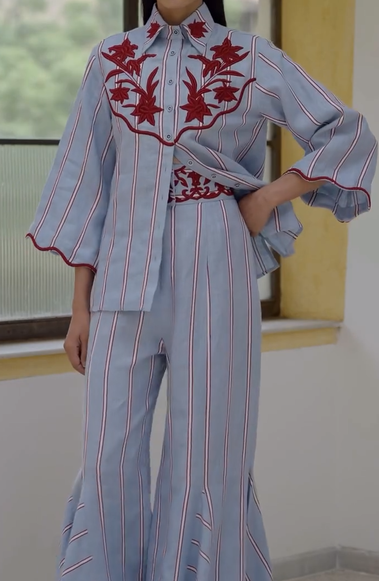 Hand-Embroidered Linen Set