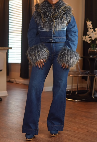 Fab Faux Fur Denim Jacket
