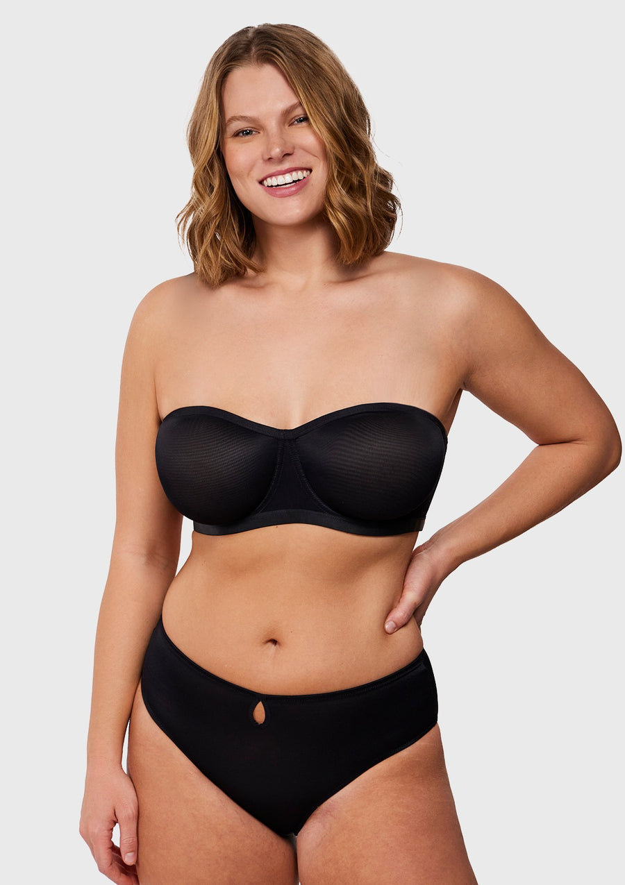 Sheer mesh unlined underwire strapless bra