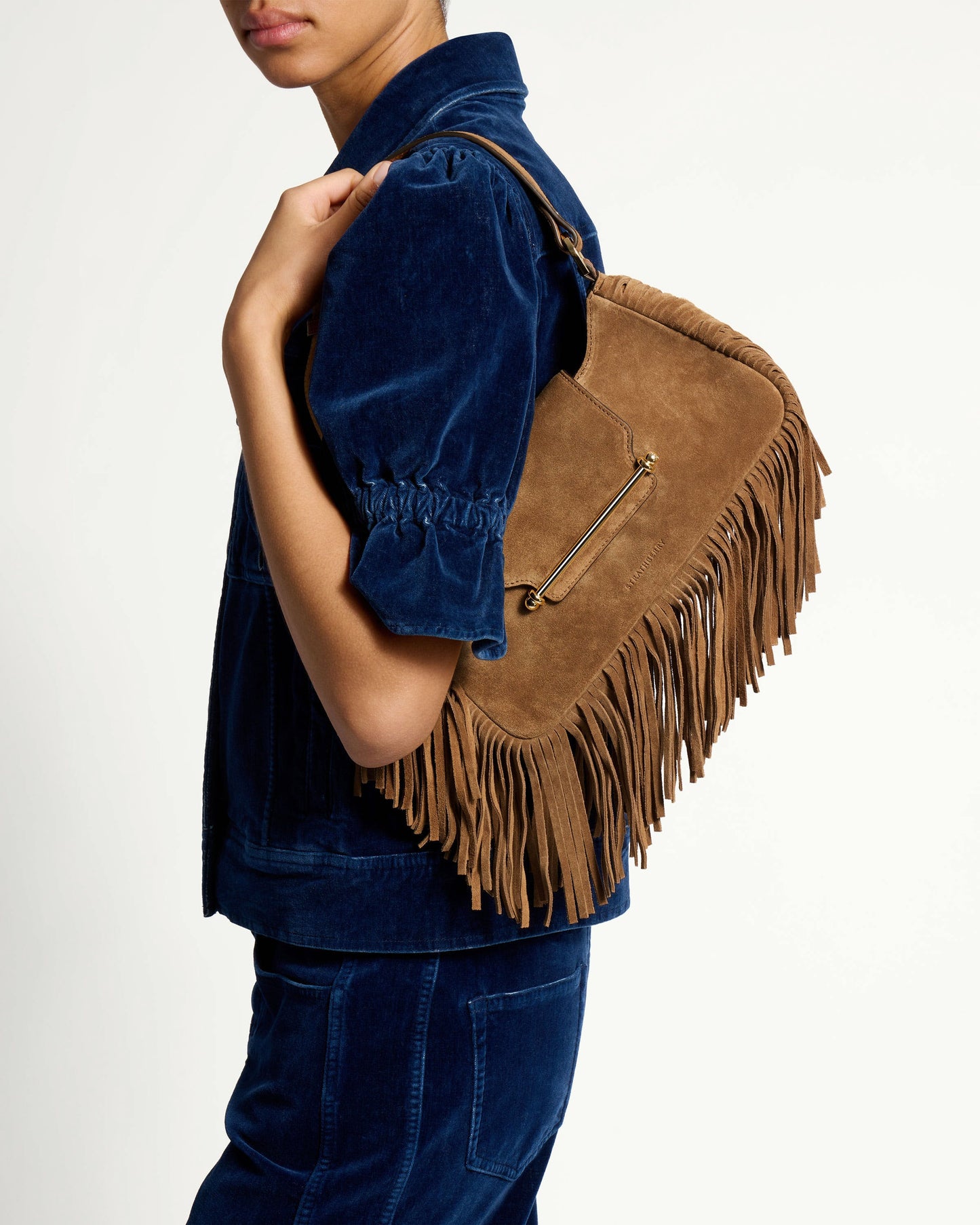 Soft calfskin tassel shoulder bag