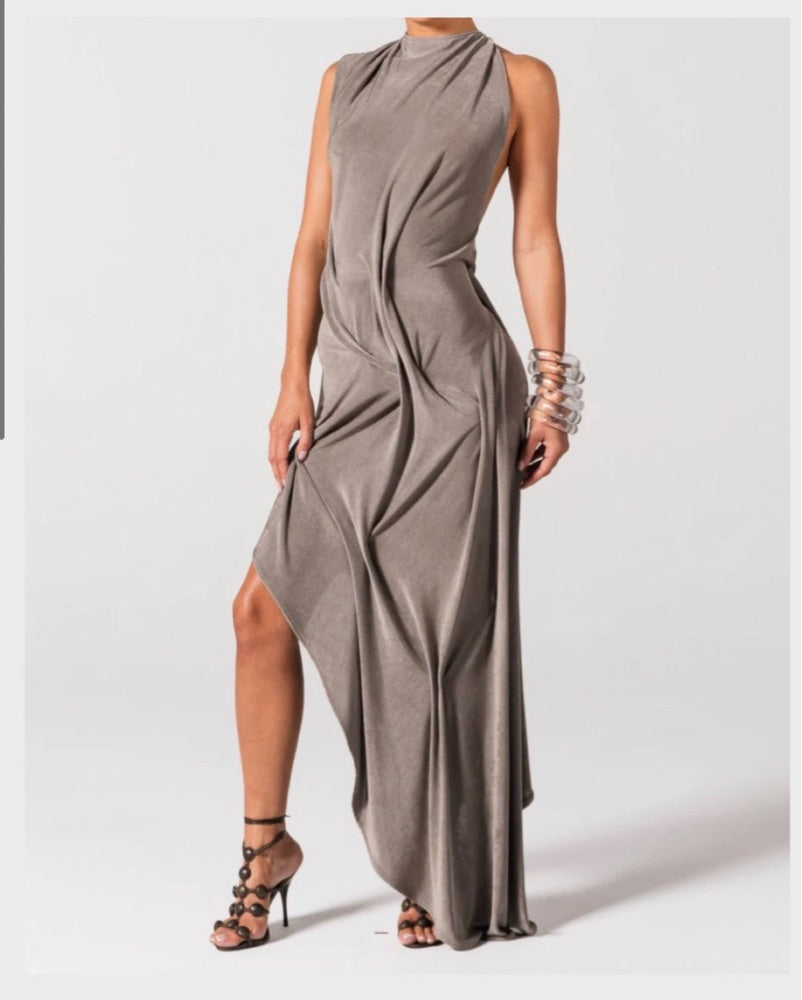 Gathered Asymm Oyster Dres
