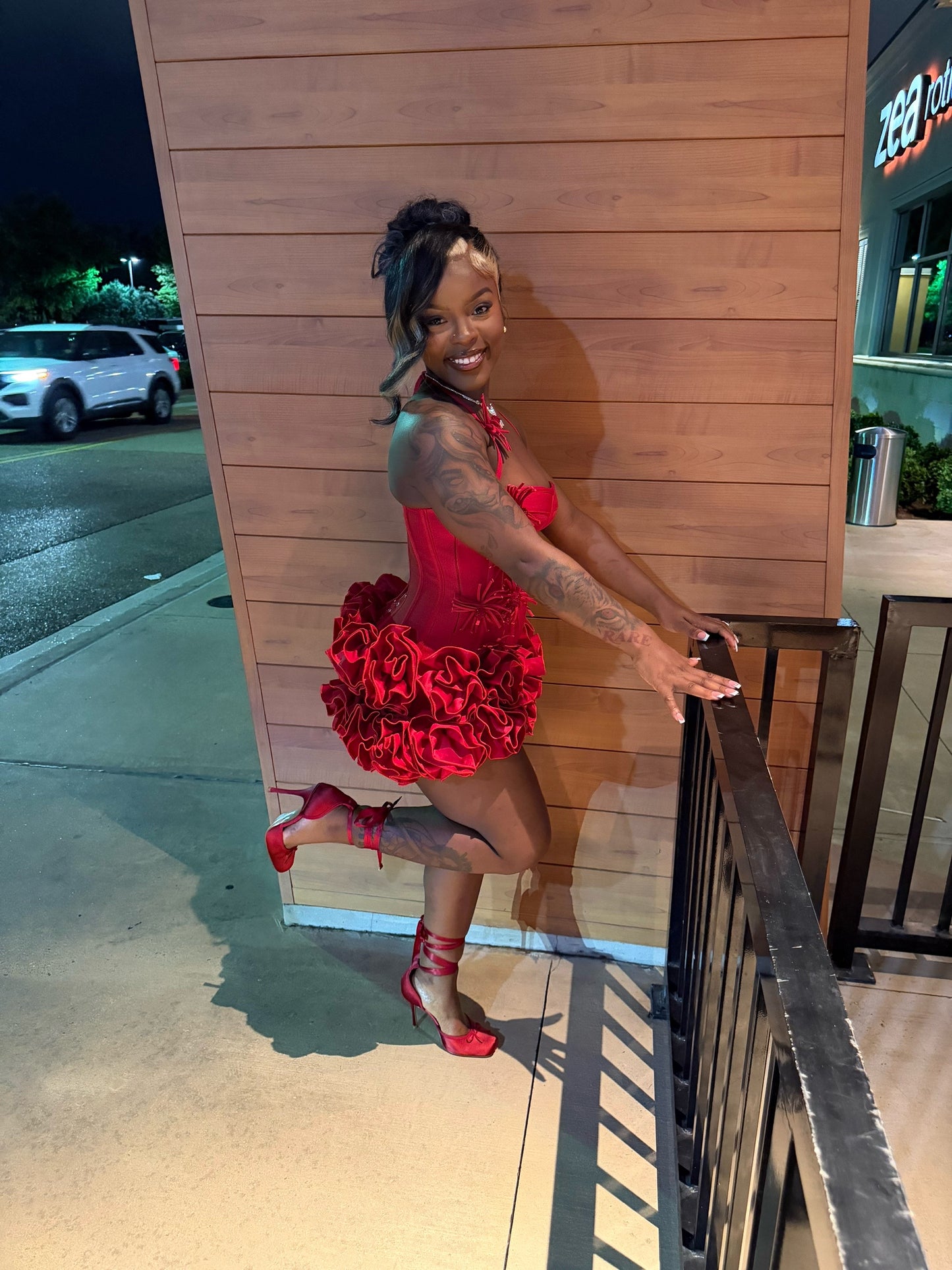 Halter-Neck Ruffled Mini Dress