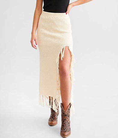 Sweater Fringe Midi Skirt