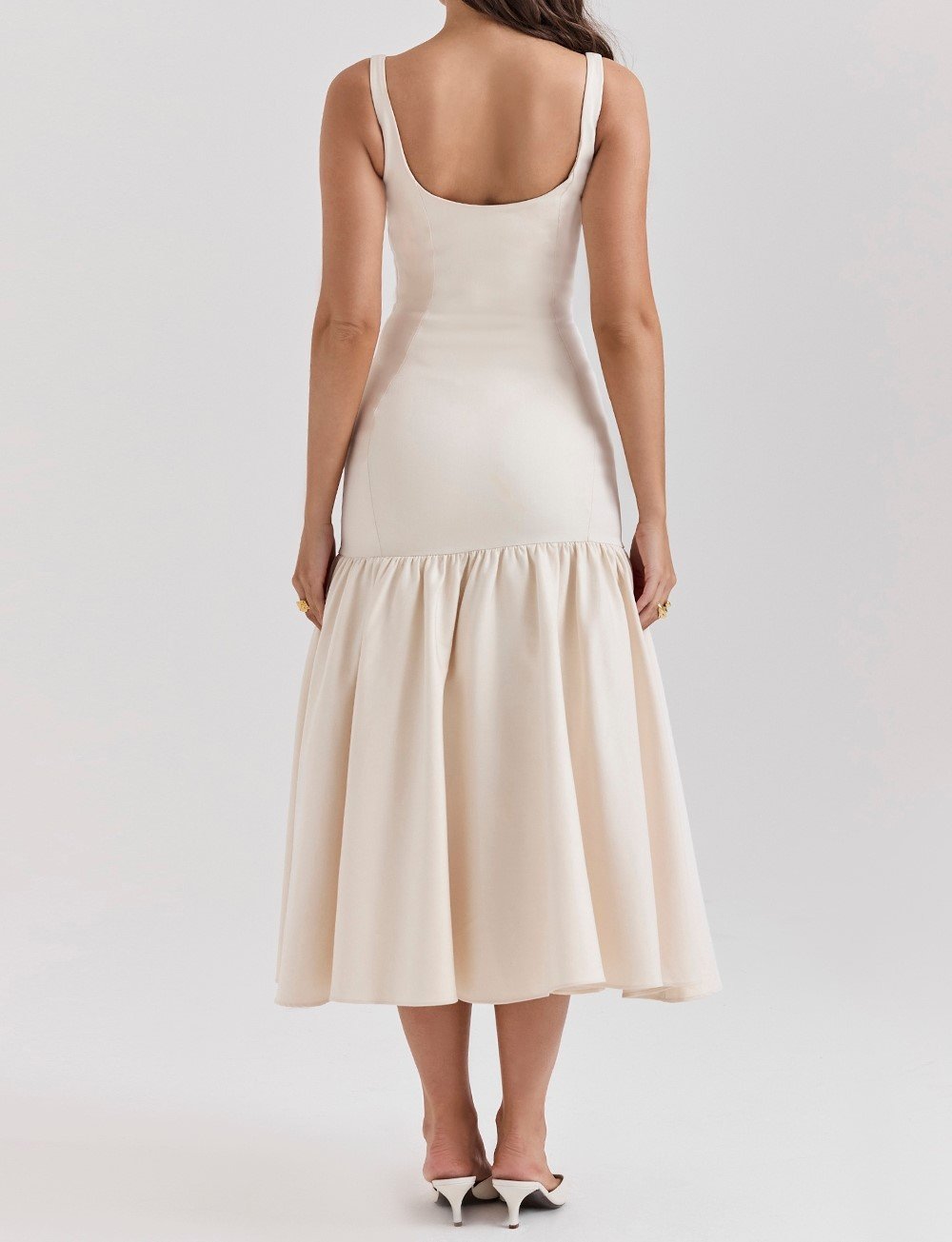 Round neck sleeveless smocked slim fit dress