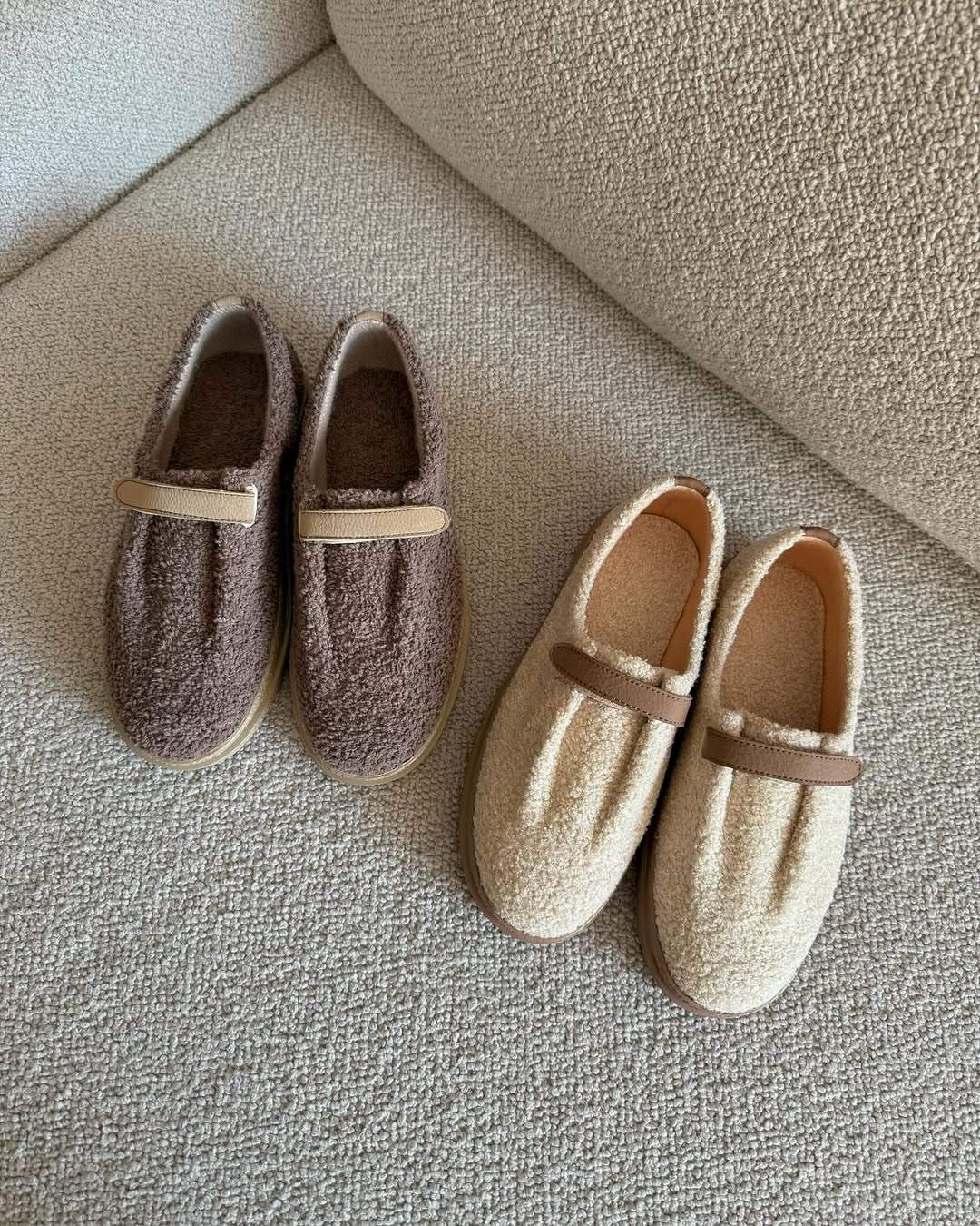 Fur one-piece slip-on shoes