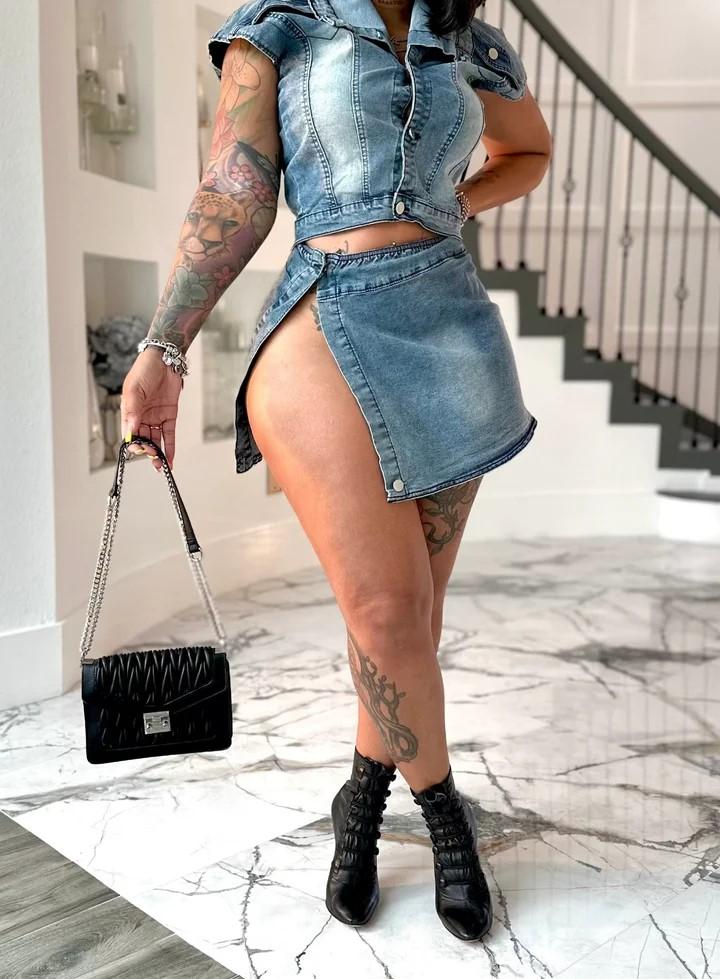 Denim Skirt Set (New)