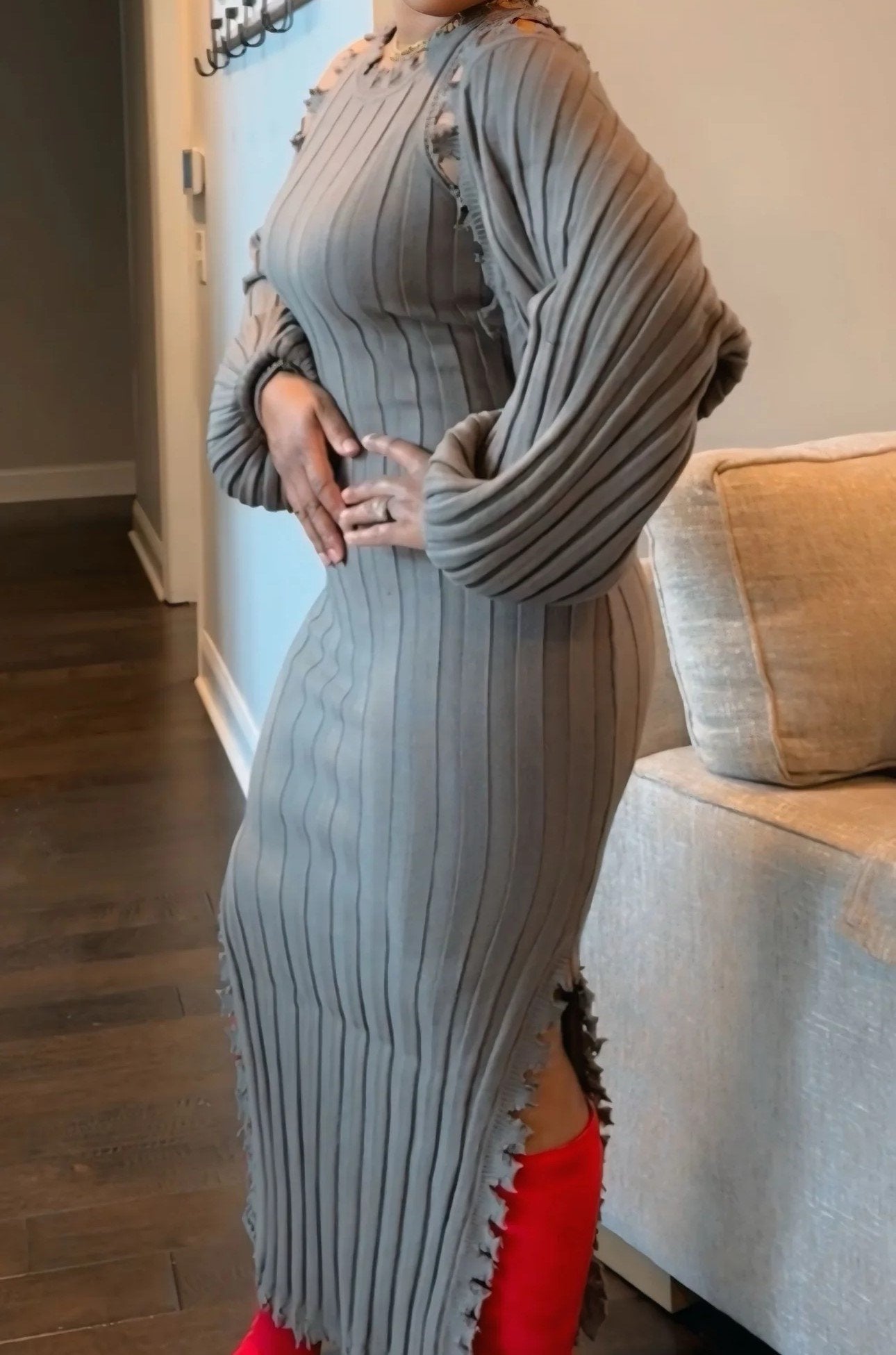 Ribbed knit two-piece set