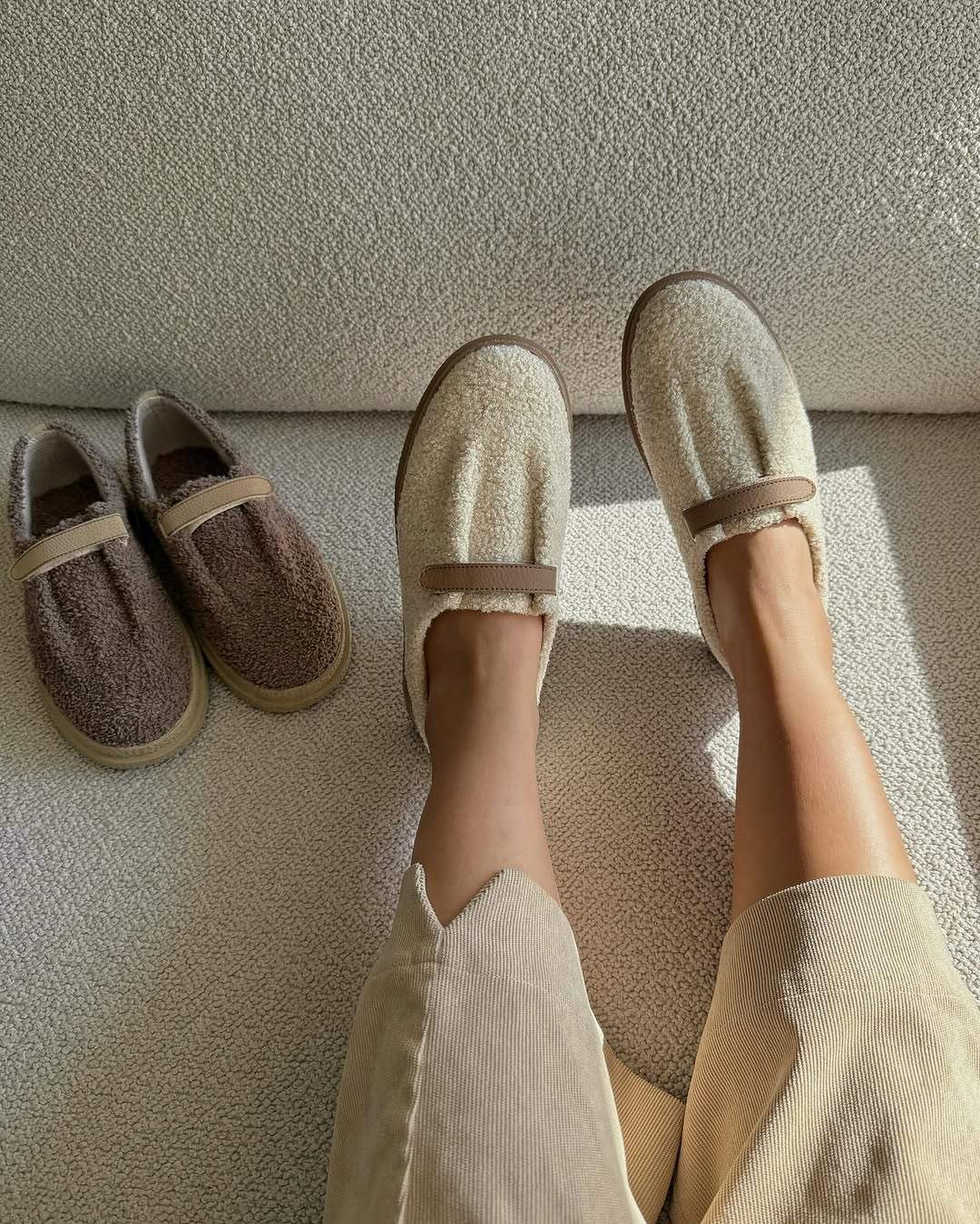 Fur one-piece slip-on shoes