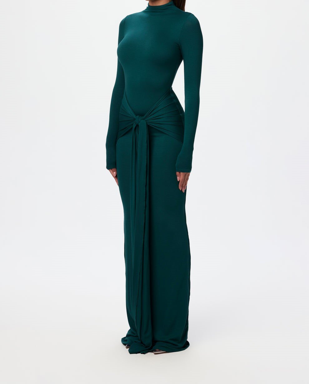 High neck draped strappy dress