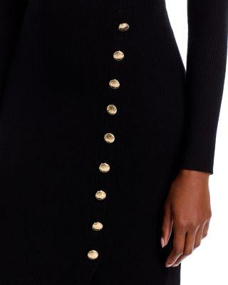 Solid color button-down long-sleeved sweater
