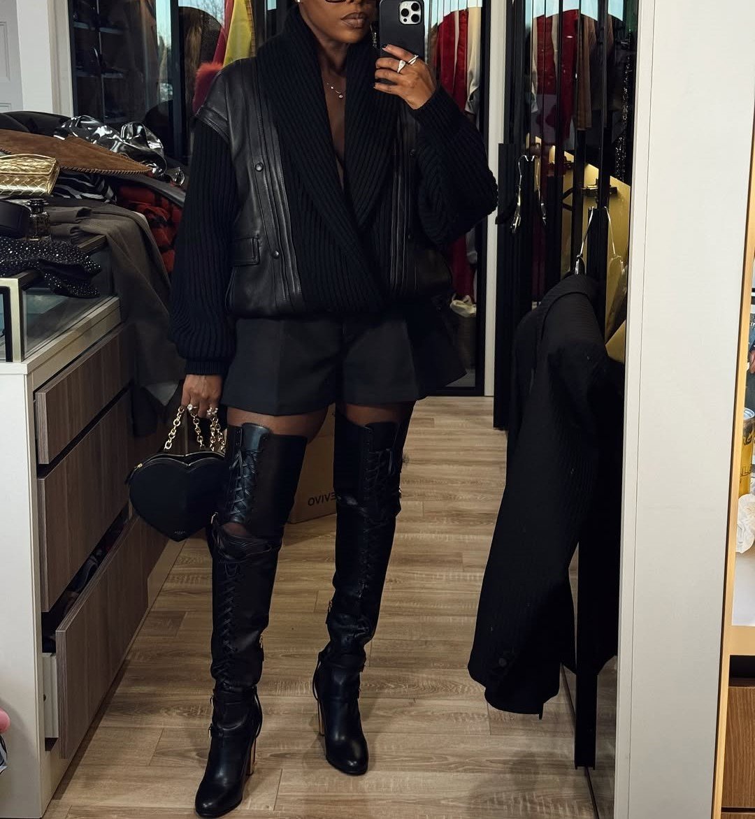 Sweater patchwork leather lapel jacket