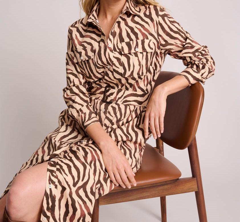 Animal print shirt dress