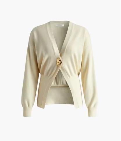 V-neck buttoned knitted cardigan