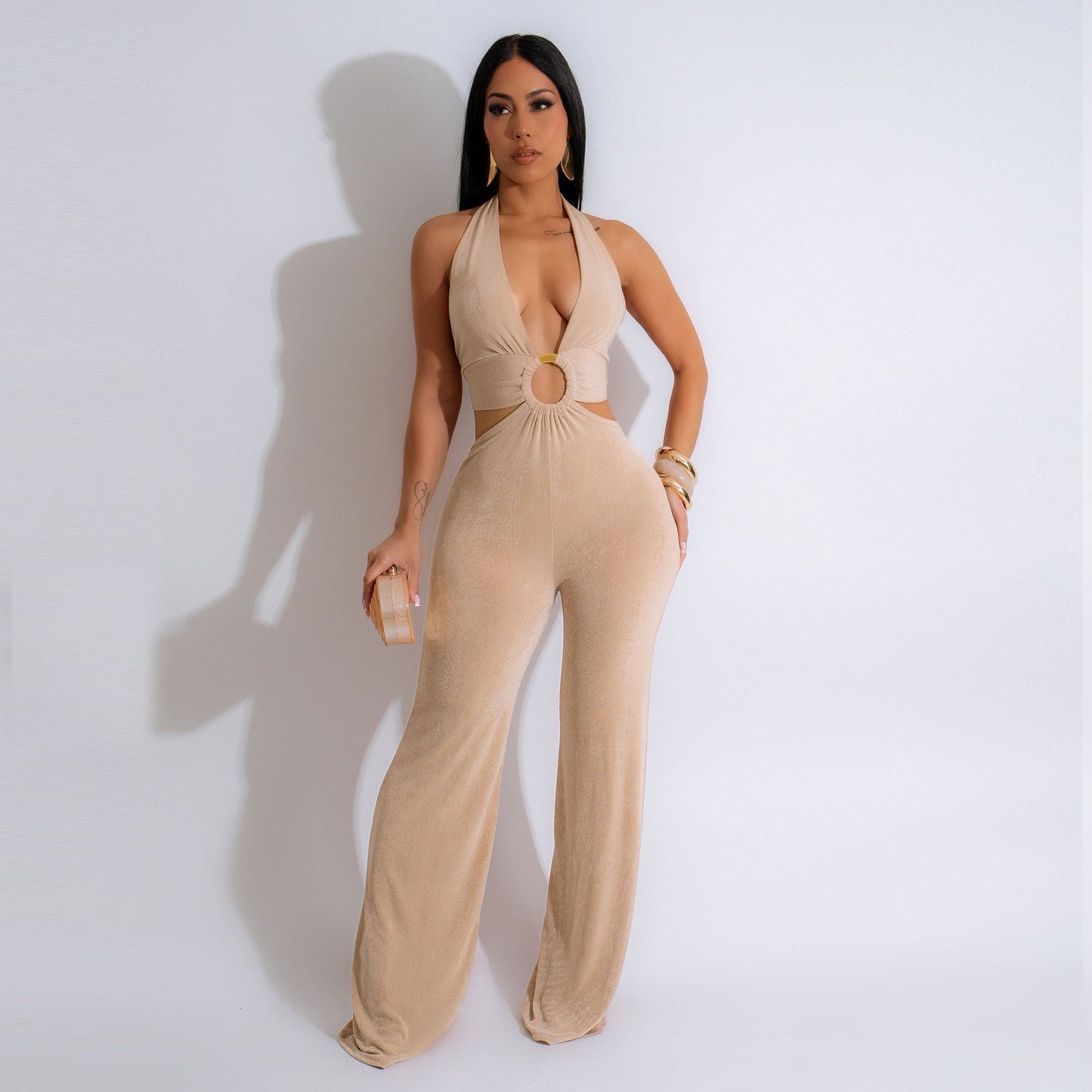 Metallic halterneck jumpsuit