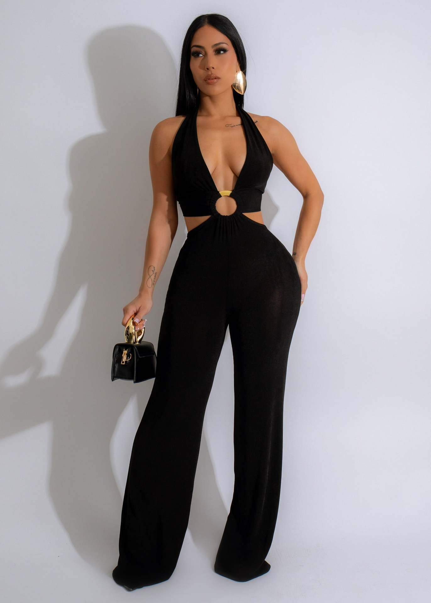 Metallic halterneck jumpsuit