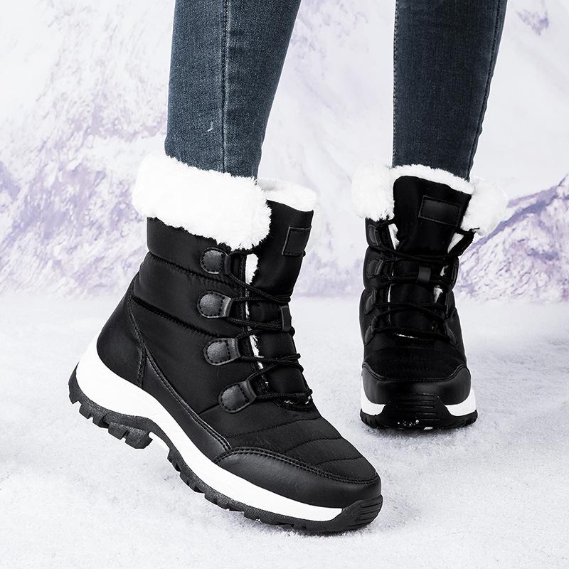Long plush and warm women's snow boots