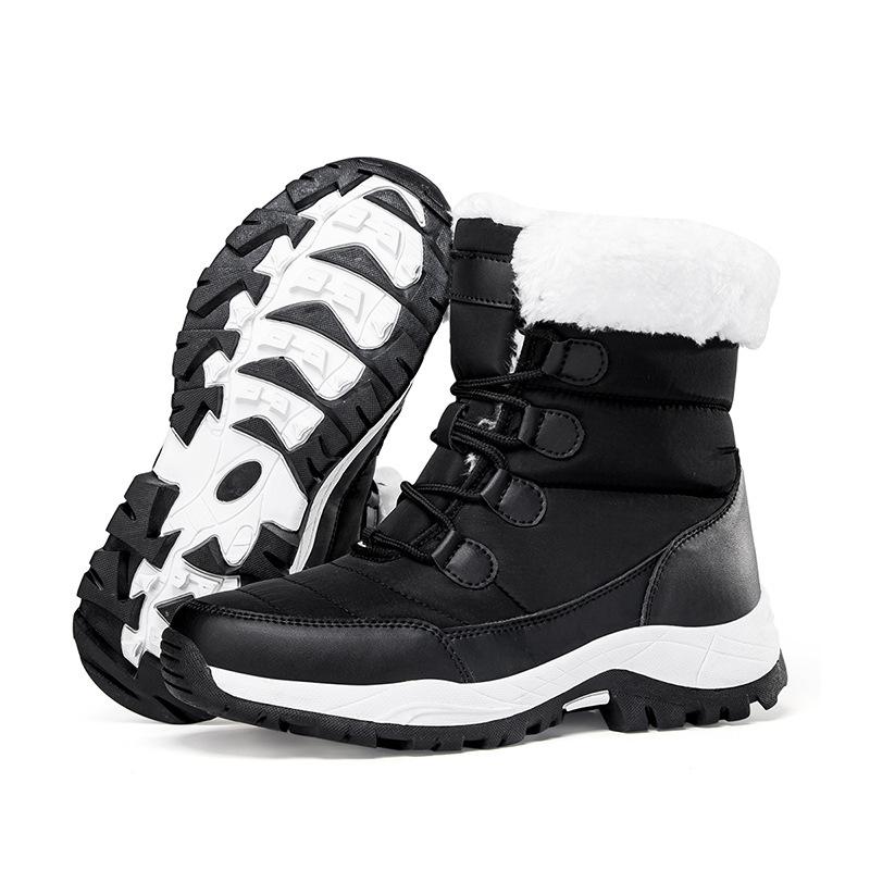 Long plush and warm women's snow boots