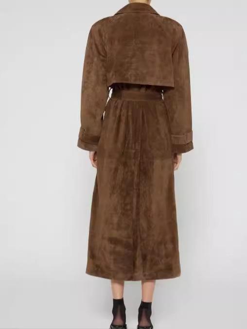 Belted waisted extra long coat