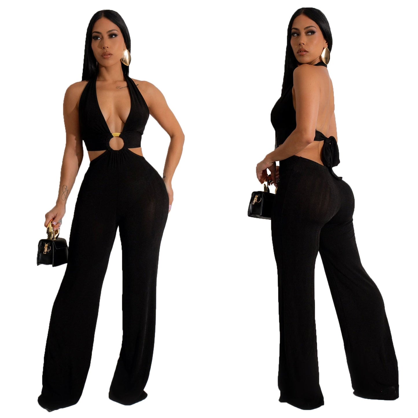 Metallic halterneck jumpsuit