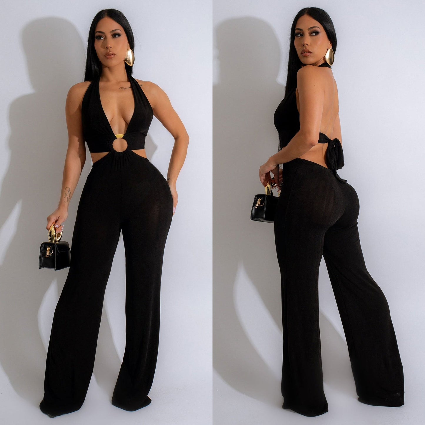 Metallic halterneck jumpsuit