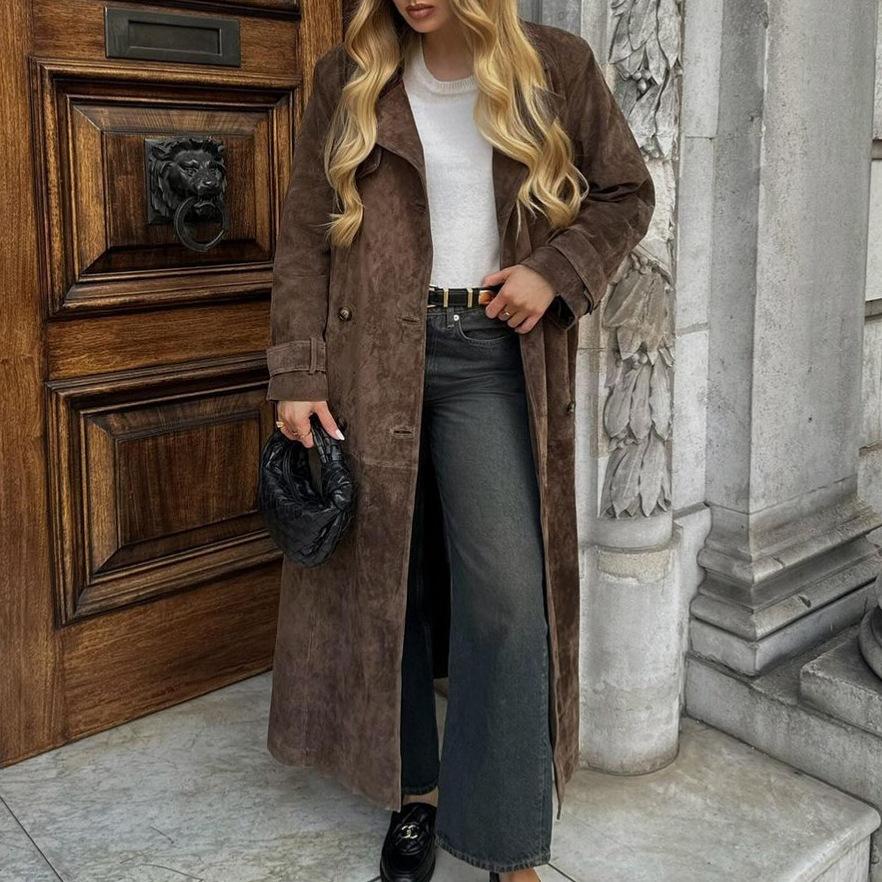 Belted waisted extra long coat