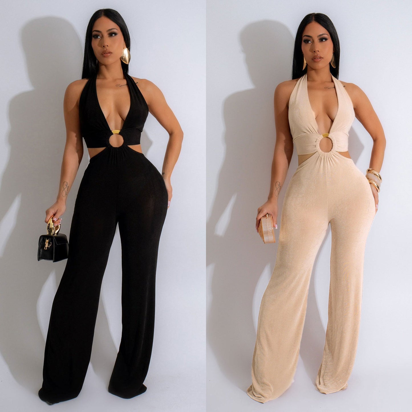 Metallic halterneck jumpsuit