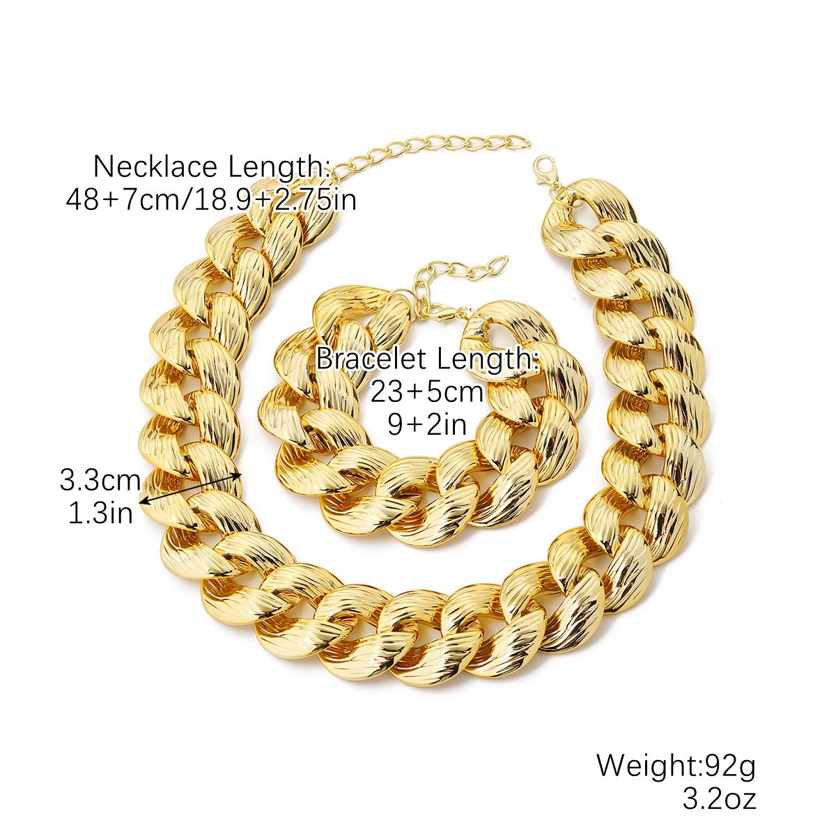 Cuban Bracelet Necklace Combination Set