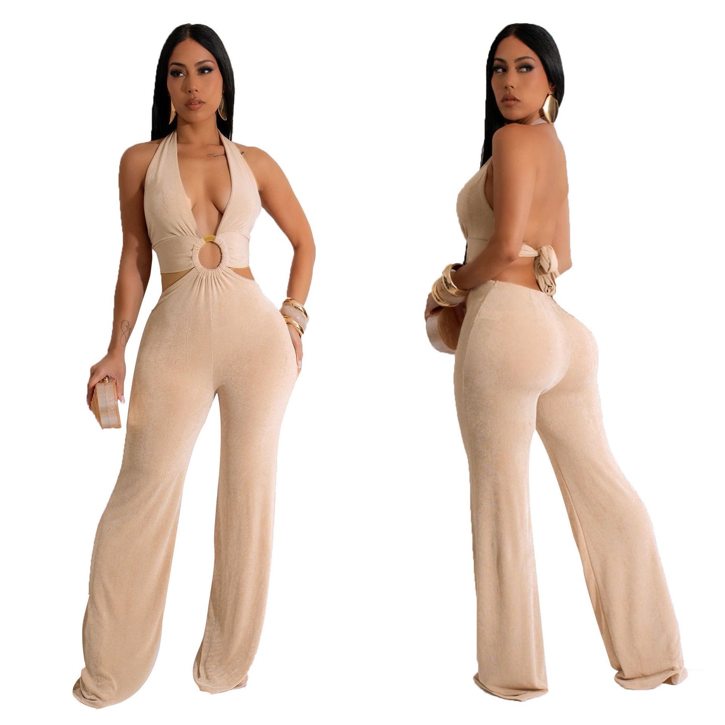 Metallic halterneck jumpsuit