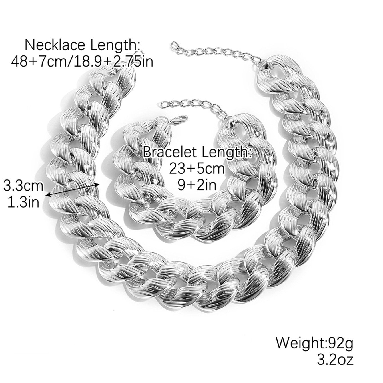 Cuban Bracelet Necklace Combination Set