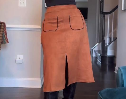 Faux suede midi skirt