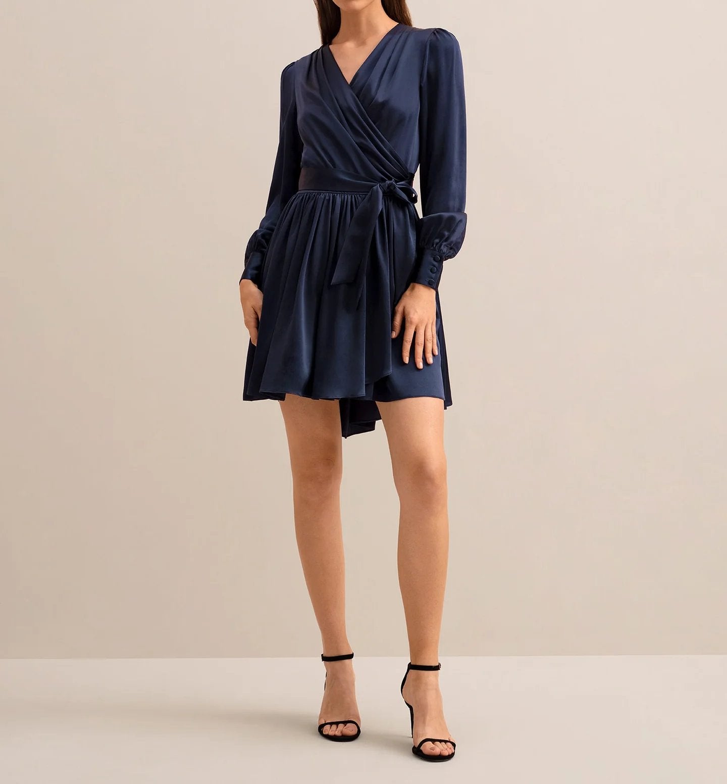 Women's V Neck Silk Wrap Dress