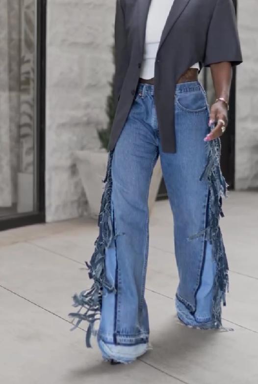 Fringed statement jeans
